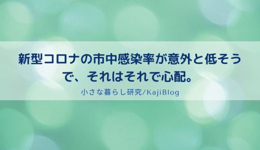 新型コロナの市中感染率が意外と低そうで、それはそれで心配。